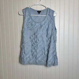Talbots blue ruffle 100% cotton sleeveless top size 6 B49